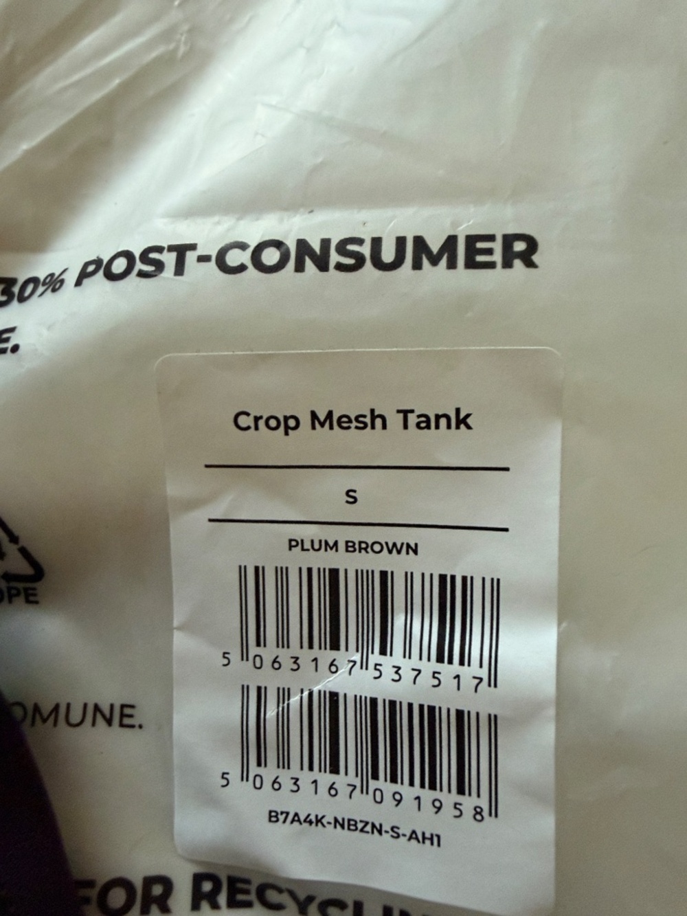 Gymshark Mesh Cropped Tank in Plum - NWT - Picture 3 of 4